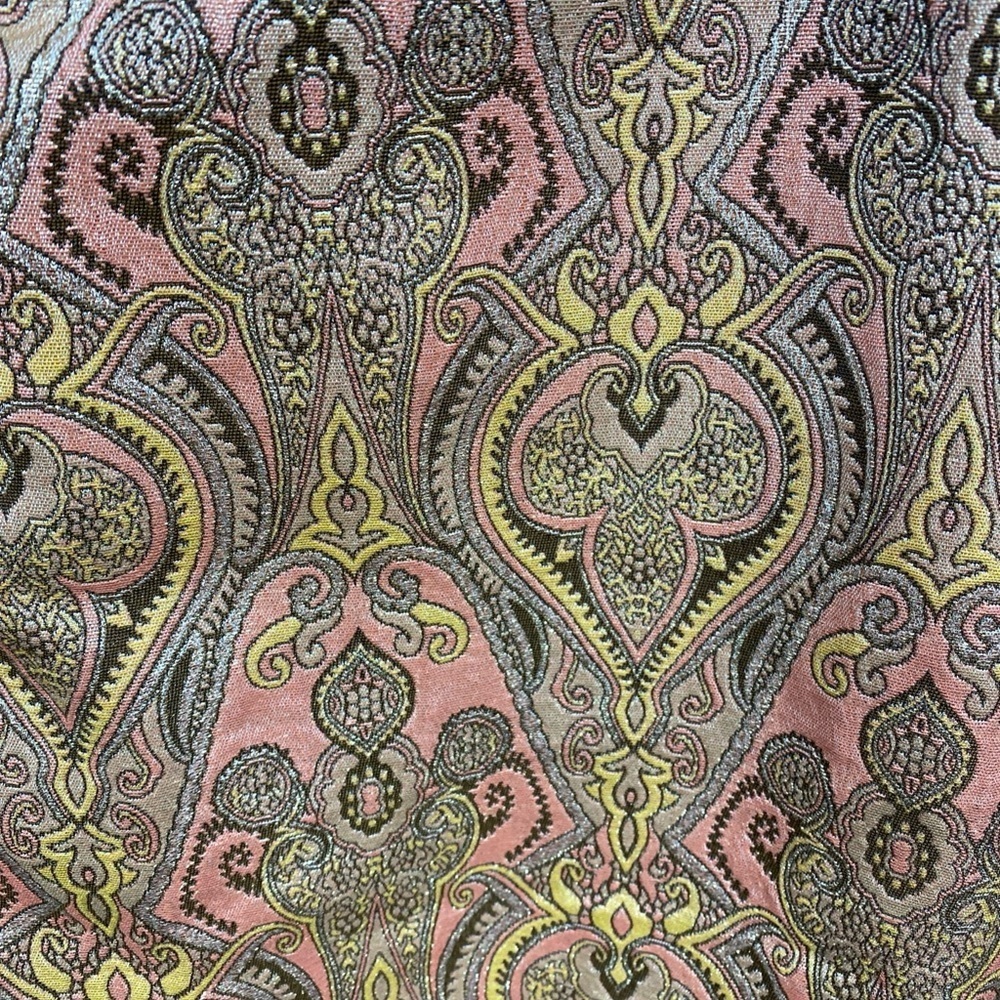 Romantic Retro Silk Blend Pencil Skirt Damask Paisley Workwear Classic 16 Peach - Picture 3 of 7